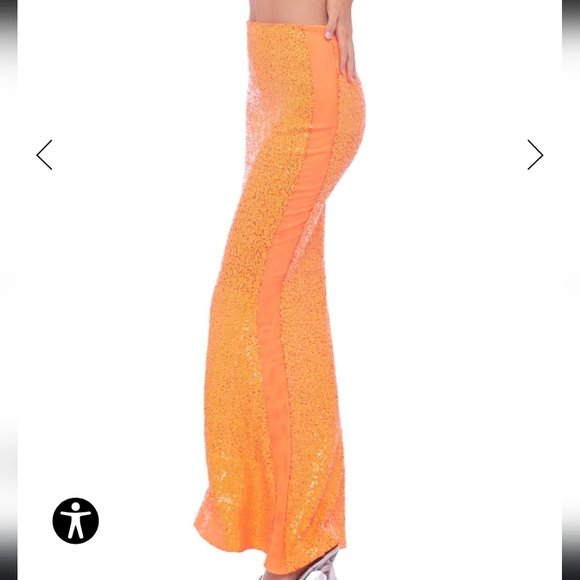 Norma Kamali Vibrant Orange Sequin Full Skirt Taylor Swift Life of a Showgirl - Picture 9 of 9
